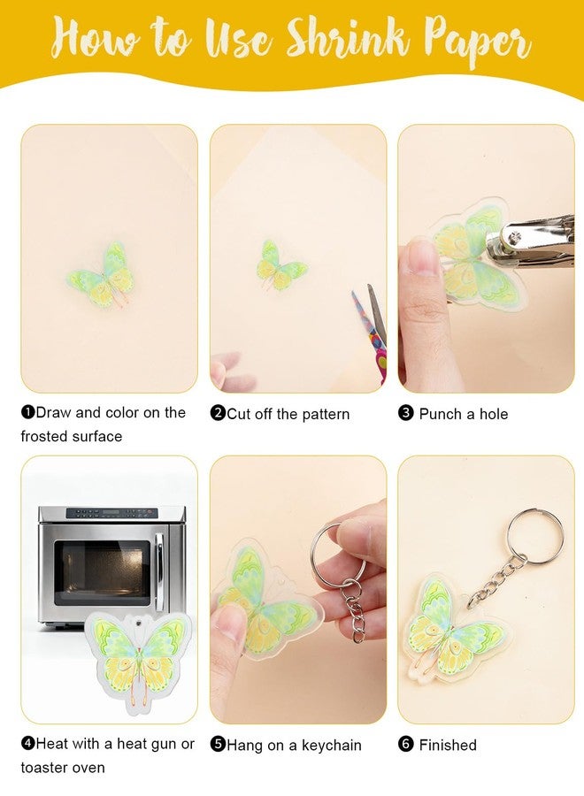 HFKPJRT 153 Pcs Shrink Paper Keychain Kit, 22 Shrink Plastic Sheets 8"x 5.7" with Keychain Accessories, Jump Rings, Lobster Clasps, Film Papers for DIY Shrinky, Jewelry Making Gifts for Kids & Adults - Image 3